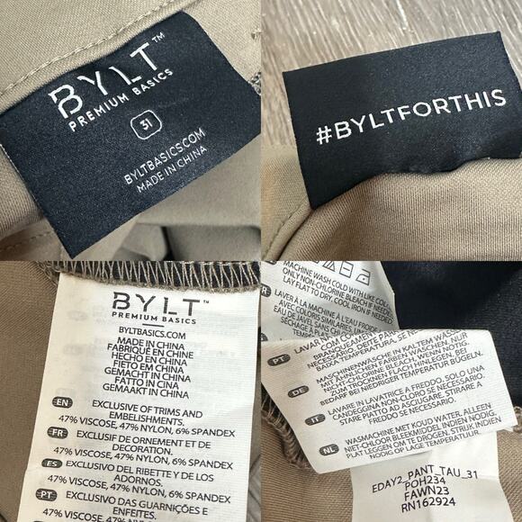 BYLT Everyday Pant 2.0 Taupe Tan Size 31 Stretch Athletic Premium Basics - Picture 6 of 15